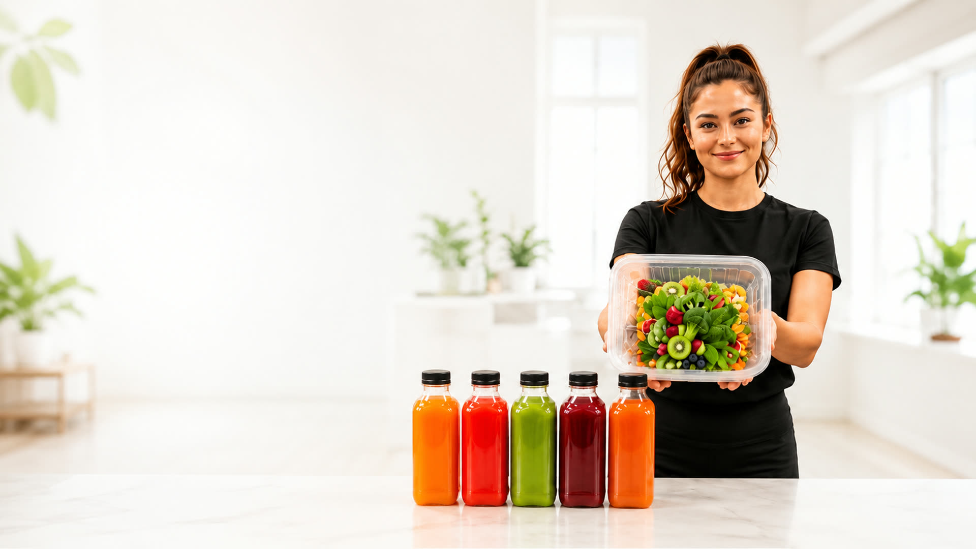 NutriChef ready-to-eat meal box and cold-pressed juices