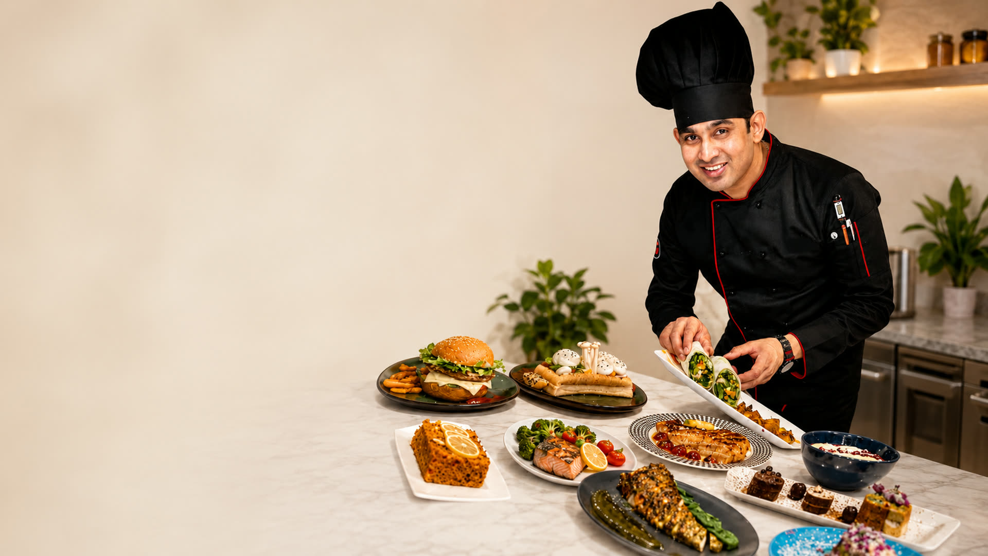 Celebrity Chef Radhey plating NutriChef dishes in Dubai